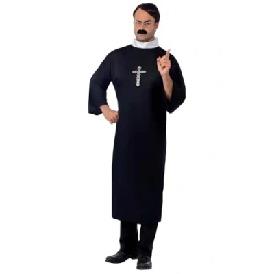 Image de Smiffys Costume de prêtre, noir, avec longue soutane et col