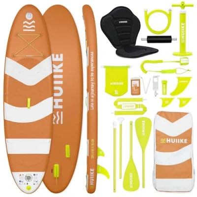 Image de Paddle Gonflable Adulte Accessoires de Qualité HUIIKE Stand Up avec Pagaie Double et Siège Kayak 2 Personnes Grande Stabilité Résistance Padel Planche