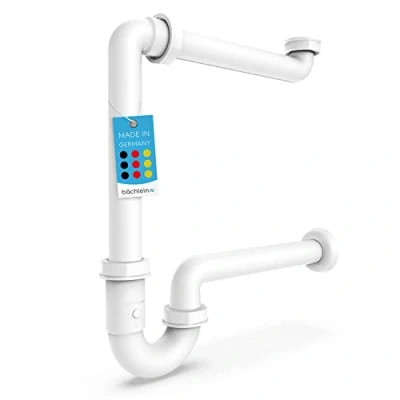 Image de Bächlein G 1 1/4 Pouce Siphon Á Faible Encombrement Pour La Salle De Bains Lavabo Plat 32 mm Anti Odeur Made in Germany