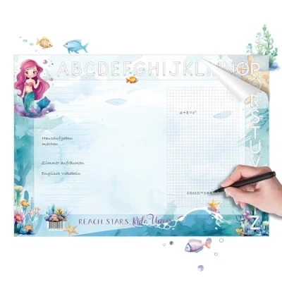 Image de TOBJA sous main sirène pour enfant, format A3, barre ABC, 25 feuilles, amusement et créativité avec le en papier, fille