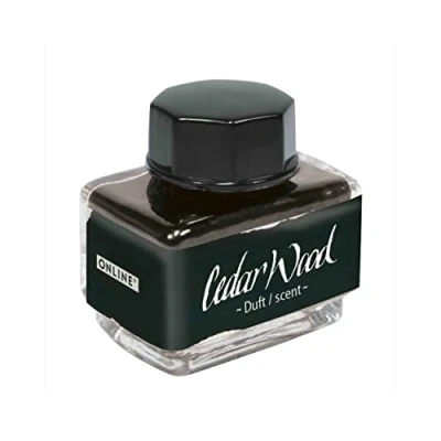 Image de ONLINE encre parfumée Cedar Wood, pot d&#039;encre noir 15ml, de remplissage multicolore pour calligraphie, handlettering, d&#039;écriture, encrier convertisseur, des sens à base d&#039;eau