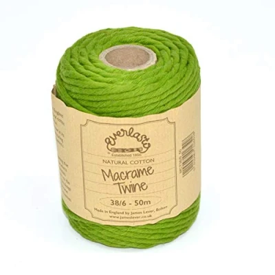 Image de Everlasto Bobine de 50 m ficelle en coton doux pour macramé 38/6 (4 mm environ) Vert citron