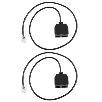 Image de eMagTech Lot de 2 adaptateurs formation téléphonique en Y RJ9 4P4C Répartiteur tête cristal Compatible avec Cisco Avaya Plantronics 50 cm Noir