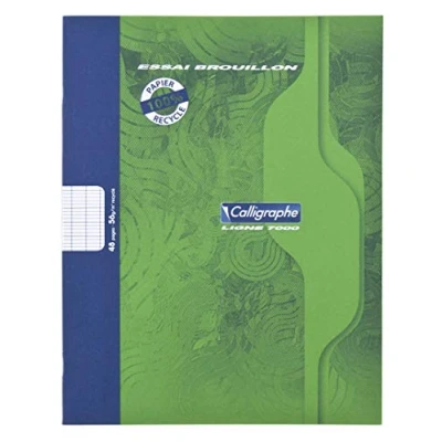 Image de Calligraphe 2148Cpack Lot de 20 Cahiers Brouillon Agrafés Verts (une Marque Clairefontaine) 17x22 cm 48 Pages Grands Carreaux Papier 56 g 100% Recyclé Couverture Carte Offset