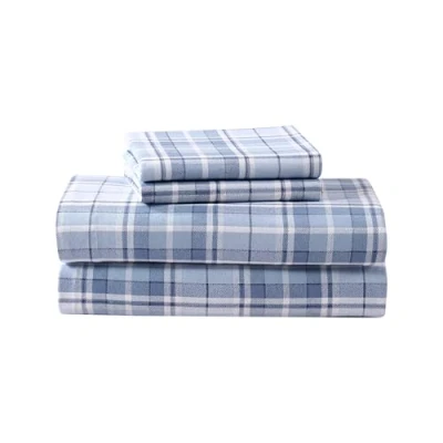 Image de Laura Ashley Accueil Draps de lit en Flanelle Coton brossé pour Plus Douceur et Confort (Mulholland Plaid Bleu, Grand lit)