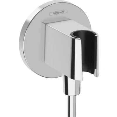 Image de hansgrohe, chromé, Coude pommeau FixFit S, raccord douche avec support douchette mural, clapet anti retour, 26888000