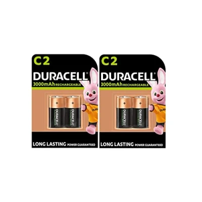Image de 4 x Duracell C Rechargeables 3000 mAh HR14/DC1400 (2 ampoules de 2 batteries) piles