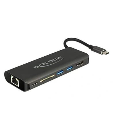 Image de DeLOCK 87721 station d&#039;accueil USB 3.2 Gen 1 (3.1 1) Type A Noir Neuf