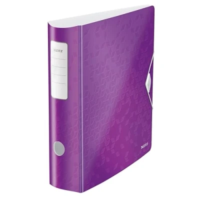 Image de Leitz Classeur à Levier A4 Active, Dos Arrondi 82mm, Fixation Élastique, Polyfoam Léger, WOW, Violet, 11060062