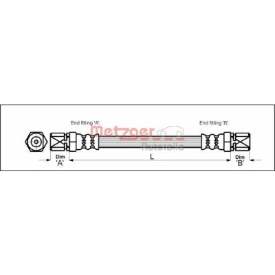 Image de METZGER 4111353 Flexible De Frein 335 F10 x 1 OPEL: Ascona B Berline, Kadett C CC, Berline