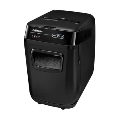 Image de Fellowes Destructeur De Documents Automatique Automax 200C Coupe Croisée 200 Feuilles 5 Minutes Technologie Silencieuse