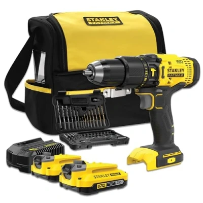 Image de Stanley Perceuse visseuse sans fil à percussion FATMAX V20 18V AVEC 50 ACCESSOIRES ET SAC + 2 BATTERIES 2AH SFMCD711DSA QW