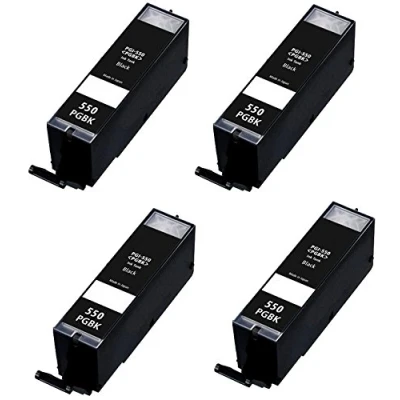 Image de 4 Noir Cartouches d&#039;encre compatibles pour Canon Pixma iP7150 iP7250 iP8750 iX6850 MG5450 MG5550 MG5650 MG6350 MG6450 MG6650 MG7150 MG7550 MX725 MX925 PGI 550PGBK XL
