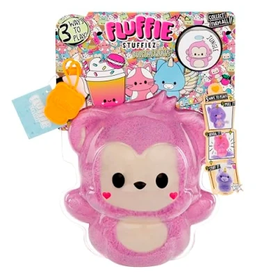 Image de Fluffie Stuffiez Monkey Petite Peluche à Collectionner Dévoilement Surprise ASMR Câlins Fidget, DIY, Fourrure Amovible pour Enfants Dès 4 Ans et Collectionneurs