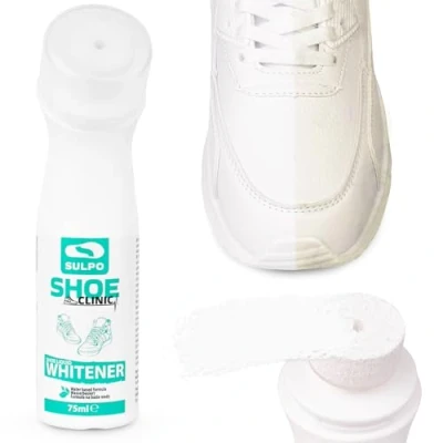 Image de SULPO Cirage Blanc Shoe Clinic Sneaker Whitener nettoyant Chaussures Blanches Blanchisseur Chaussure Soin Applicateur éponge couvrant basket 75ml