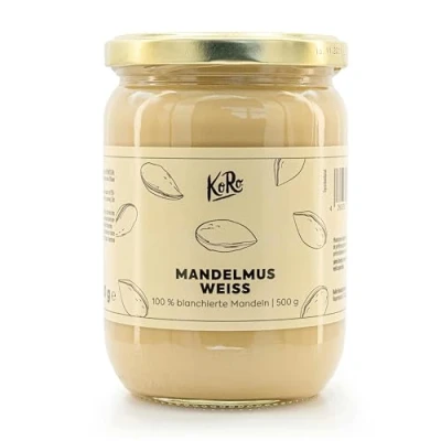 Image de KoRo Purée d’amandes blanches 500 g Crème de noix sans sucre ni sel, additifs d&#039;oléagineux à base 100% d&#039;amandes