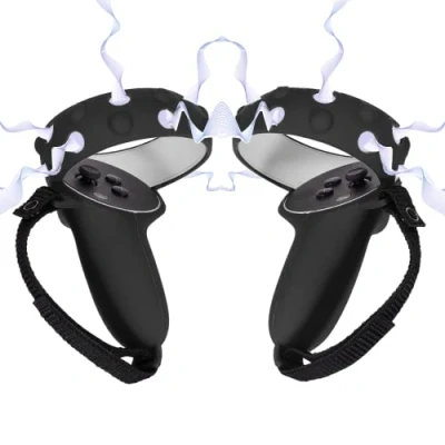 Image de Digicharge Coque de protection en silicone pour manette Oculus Quest 2 Touch Housse Oculus/Meta VR Manchon anti chute avec dragonne réglable