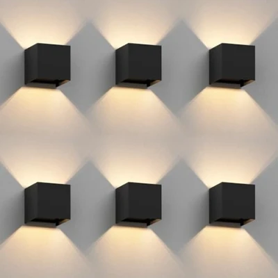 Image de ledscom.de 6 pièces Applique CUBEL pour l&#039;extérieur, IP65, Up /Downlight, noir mat, anguleux, 1x G9 max. 10W