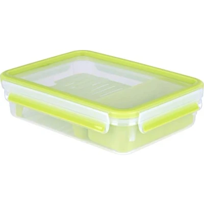 Image de Emsa Boîte à Repas et En cas avec 2 Inserts Pratiques Couvercle, Brunch, Volume : 1,2 Litres, Transparent/Vert, Clip &amp; Go, 518099
