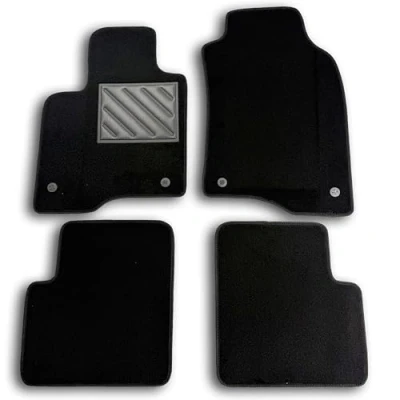 Image de Tapis de Sol pour Fiat Panda III à partir 2012 &gt; sur Mesure, Talonnette en Caoutchouc renforcé, antidérapant, Boutons Fixation, Noir
