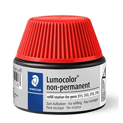 Image de Staedtler 487 15 2 ST Lumocolor Flacon recharge encre non permanente soluble à l&#039;eau ml Rouge