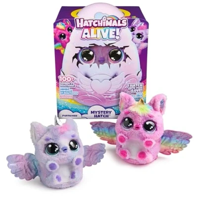 Image de Hatchimals Alive Pufficorn Éclosion Secrète Peluches et Animaux interactifs Oeuf Surprise À Faire Éclore, Lumières Brume Plus 100 Sons Réactions Jouet Enfant 5 Ans Modèle Aléatoire