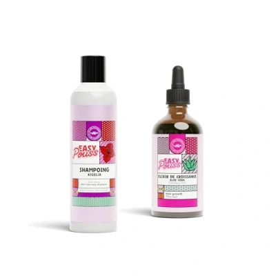 Image de Easy Pouss Shampoing Vitaminé 250ml + Élixir de Croissance Capillaire 100ml Anti Chute &amp; Repousse Cheveux renforcés et revitalisés Normaux Fragiles Fabriqué en France