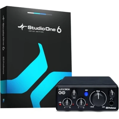 Image de PreSonus AudioBox GO, Interface Audio USB C, Pour Production Musicale avec Logiciel d&#039;Enregistrement Studio One, Tutoriels Musicaux, Échantillons Sonores et Instruments Virtuels