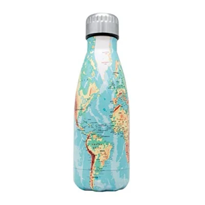 Image de NERTHUS Fih 761 Bouteille Double Paroi pour Carte du Monde Froid et Chaud 350 ML, Acier Inoxydable, sans Bpa, 18/8