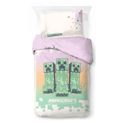 Image de Jay Franco Minecraft Desert Creeper Ensemble de Couette Simple 100% Coton Parure Lit Enfant Housse Taie d&#039;oreiller 50 x 70 cm Incluse