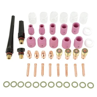 Image de Torche de Soudure Tig, 23pcs / 49pcs 51pcs Lentilles Gaz Tungsten Accessoire Soudage Kit Buses d’Alumine Gobelets Collets Corps en Verre Coupe pour Tig WP 17/18/26 (49pcs)