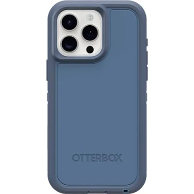 Image de OtterBox Defender Series XT Coque pour iPhone 15 Pro Max (uniquement) Jeans bleu layette (bleu), sans écran, robuste, à clipser sur MagSafe, avec dragonne