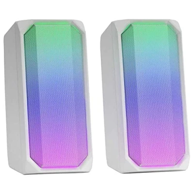 Image de Mars Gaming MSRGB, Haut Parleur Puissant Bluetooth 15W, RGB Full Mesh, 2 Parleurs Actifs, Blanc