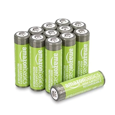 Image de Amazon Basics Piles Rechargeables AA Haute Capacité, NiMH, 2400 mAh, pré chargées Lot de 12