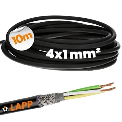 Image de Lapp 1030542 LiYCY Câble de commande blindé 4 x 1 mm² I Résistant aux UV signal fils données pour l&#039;extérieur soudure LED raccordement noir
