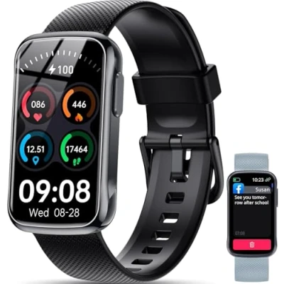 Image de OUKITEL Montre Connectée Homme Femme avec 2 Bracelets Interchangeables, IP68 Smartwatch Bracelet de Sport, Oxymètre Podomètre, Cardiofrequencemètre, Calories, Fitness Tracker pour Android iOS