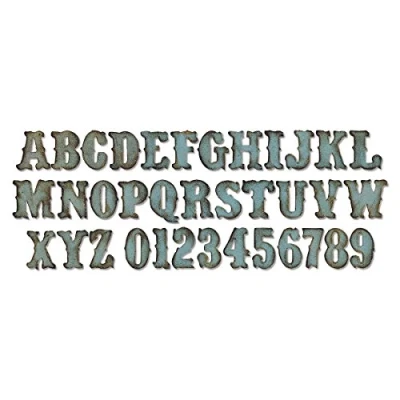 Image de Sizzix 658772 Matrice Alphabet XL Bigz Scrapbook Dessin Marché Rétro de Tim Holtz 15,2 x 37,8 1,9 cm