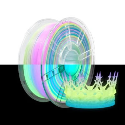 Image de iBOSS Filament PLA+ 1,75 mm ± 0,02 Glow In The Dark d&#039;impression 3D 1 kg (2,2 lb) lumineux multicolore Convient à la plupart des imprimantes FDM Phantom