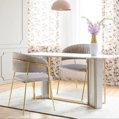Image de Menzzo Tabata Chaise, Velours, Taupe, L53,5 x P52,2 H79 cm