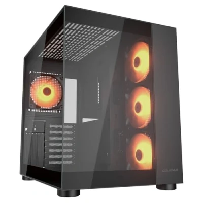 Image de BOITIER PC Gaming FV150RGB Mini ITX, Micro ATX et Double Chambre Compatible GPU 400 mm ARGB Refroidissement avancé Jusqu’à Neuf Ventilateurs (Noir)