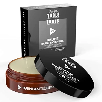 Image de Baume Barbe &amp; cheveux N1 aux huiles 100% naturelles FABRIQUÉE EN FRANCE Nourrit, Hydrate, structure. À base de 2 cires, beurres, 5 Végétales, essentielles, Vitamine E (30ml)