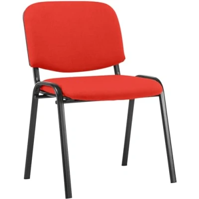 Image de Chaise Visiteur Empilable Ken Tissu I de Reception Confortable avec Dossier Pieds en Métal Robuste Couleur:, Couleur:Rouge