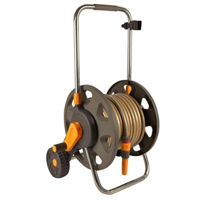 Image de HOZELOCK Dévidoir Chariot Plus 30M (Ø 12.5mm) Assemblé: Capacité Max 60 M, Poignée d’enroulement 1 Pièce, Cadre Robuste pour un Usage Général, Livré avec de Tuyau, lance + Raccords [2434R0000]