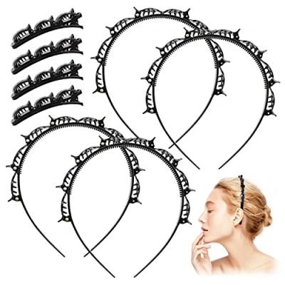 Image de Jubaopen 8PCS Serre Tête avec Pinces, Bandeau Cheveux Femme Accessoire de Coiffure, en Plastique, Plastique Épingle à pour Femmes Filles