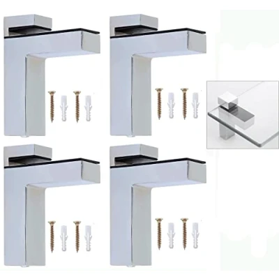 Image de Litensh 4 PCS Supports d&#039;Étagère en verre Support de Tablette Réglable et Adaptable d&#039;Épaisseur 5 30mm pour Salle Bain, Fixation Murale à Vis solide