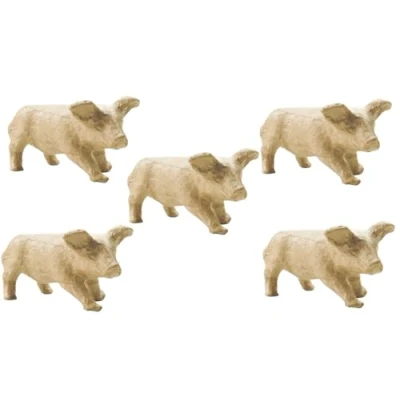 Image de Décopatch AP614Opack Un lot de 5 supports en papier brun pulpé 10,5x7x5,5 cm, Cochon debout