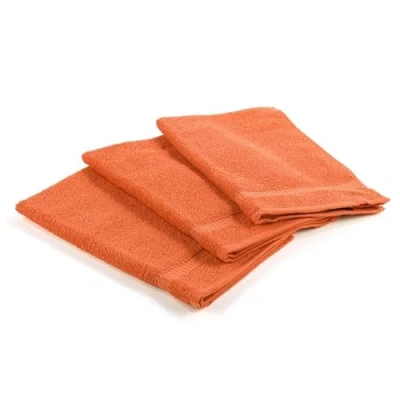 Image de Caleffi Serviette de Bain, Ensemble 3, Toilette, en éponge, 100% Coton, 40x60 cm, Facile à Laver et Sécher. Modèle: Oceano, Orange.