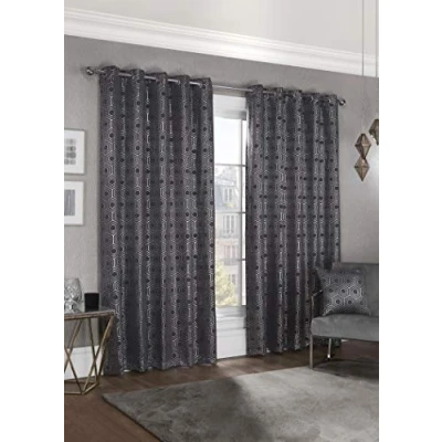 Image de Emma Barclay Rideaux à œillets, Polyester, Charbon, Width 66 x Drop 90&quot; (168 228cm)