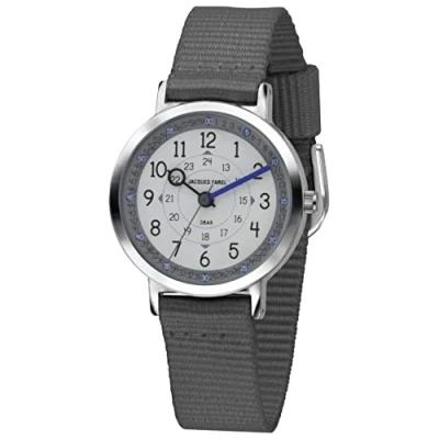 Image de JACQUES FAREL Happy Learning KOP 22 Montre d&#039;apprentissage à quartz analogique pour enfant avec bracelet en textile Anthracite, gris,