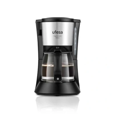 Image de Ufesa CG7115 Capriccio 6 Delux Cafetière Filtre Américaine, Tasses, 0.6L, 600W, Réutilisable Pivotant, Système Anti Gouttes, Plaque Chauffante Antiadhésive, Arrêt Automatique, Noir